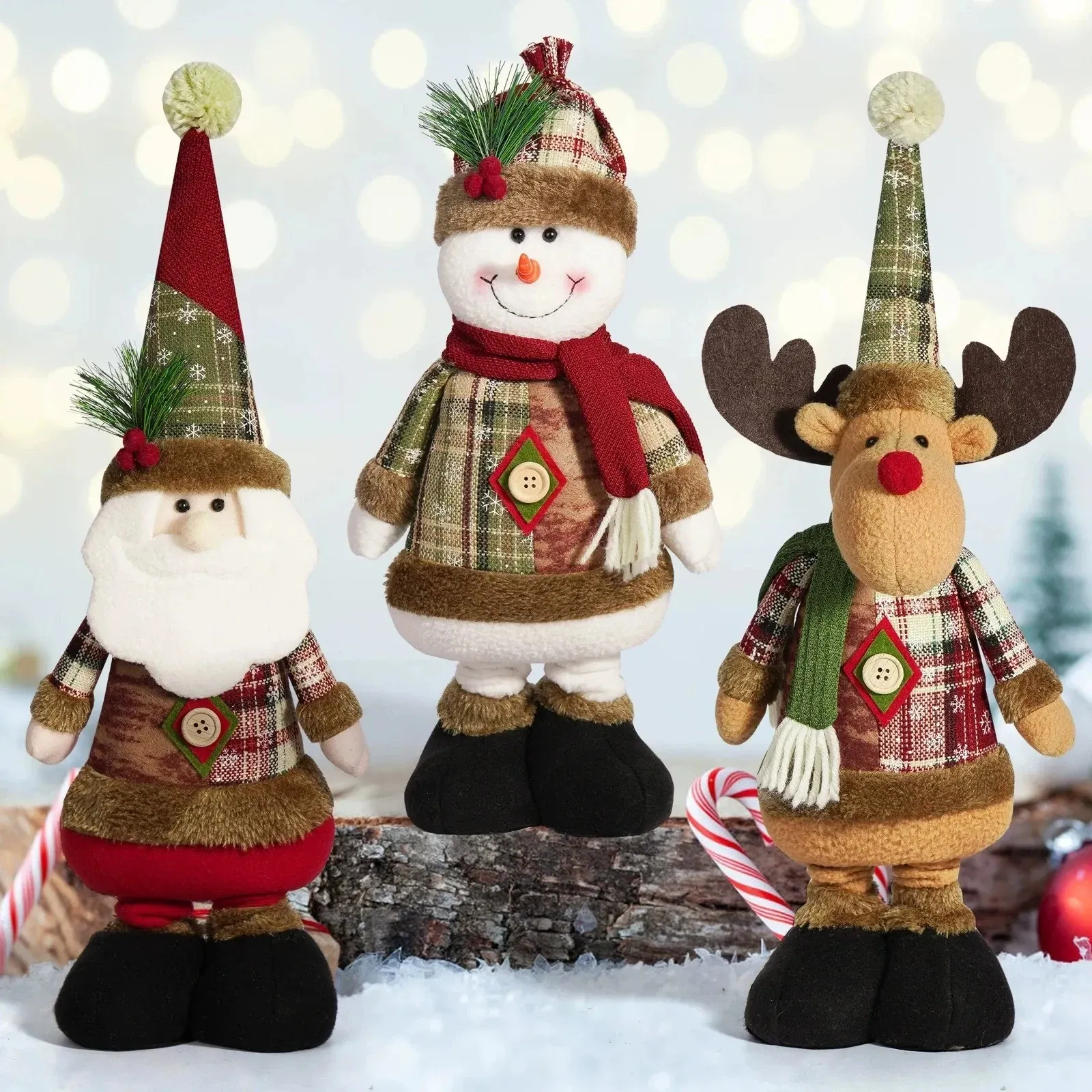 Boneco de Natal retrátil 40 a 55 cm: Papai Noel, Boneco de Neve ou Rena